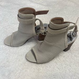 Sam Edelman grey leather chunky heels size 8.5
